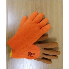 Перчатки утепленные оранжевые с коричневым обливом